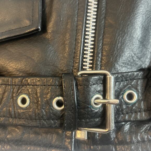 Shaf Leather Jacket Men’s L 42 Motorcycle Moto Biker Style Grunge Rock VTG 80's - Picture 11 of 15